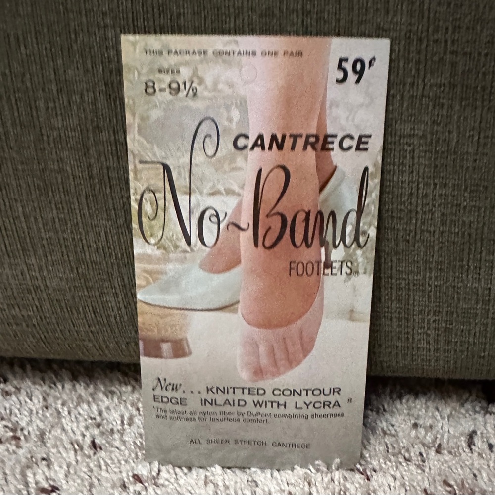 NEW Vintage Cantrece No-Band Footlets Beige Stretch Women’s Size 8-9.5 NIP